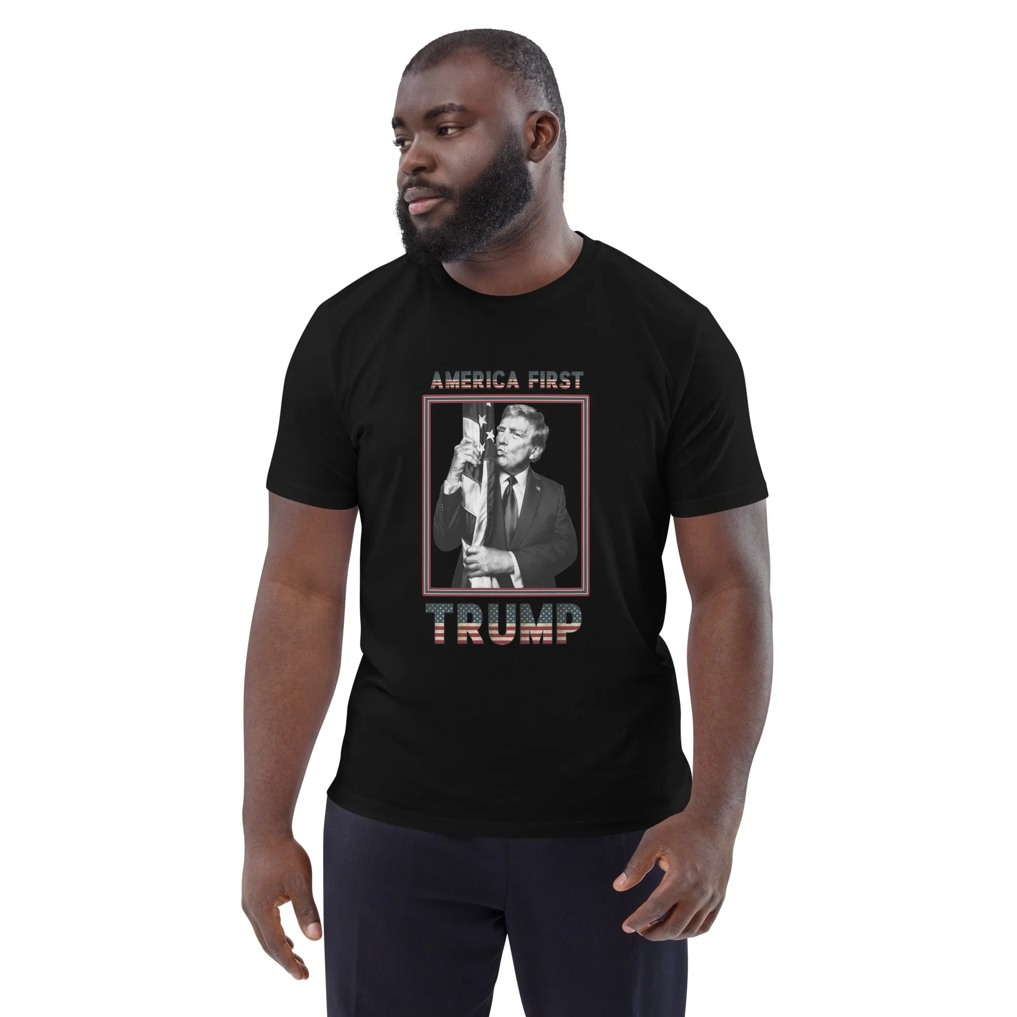 Trump America First Organic Cotton T-Shirt – Unisex & Eco-Friendly