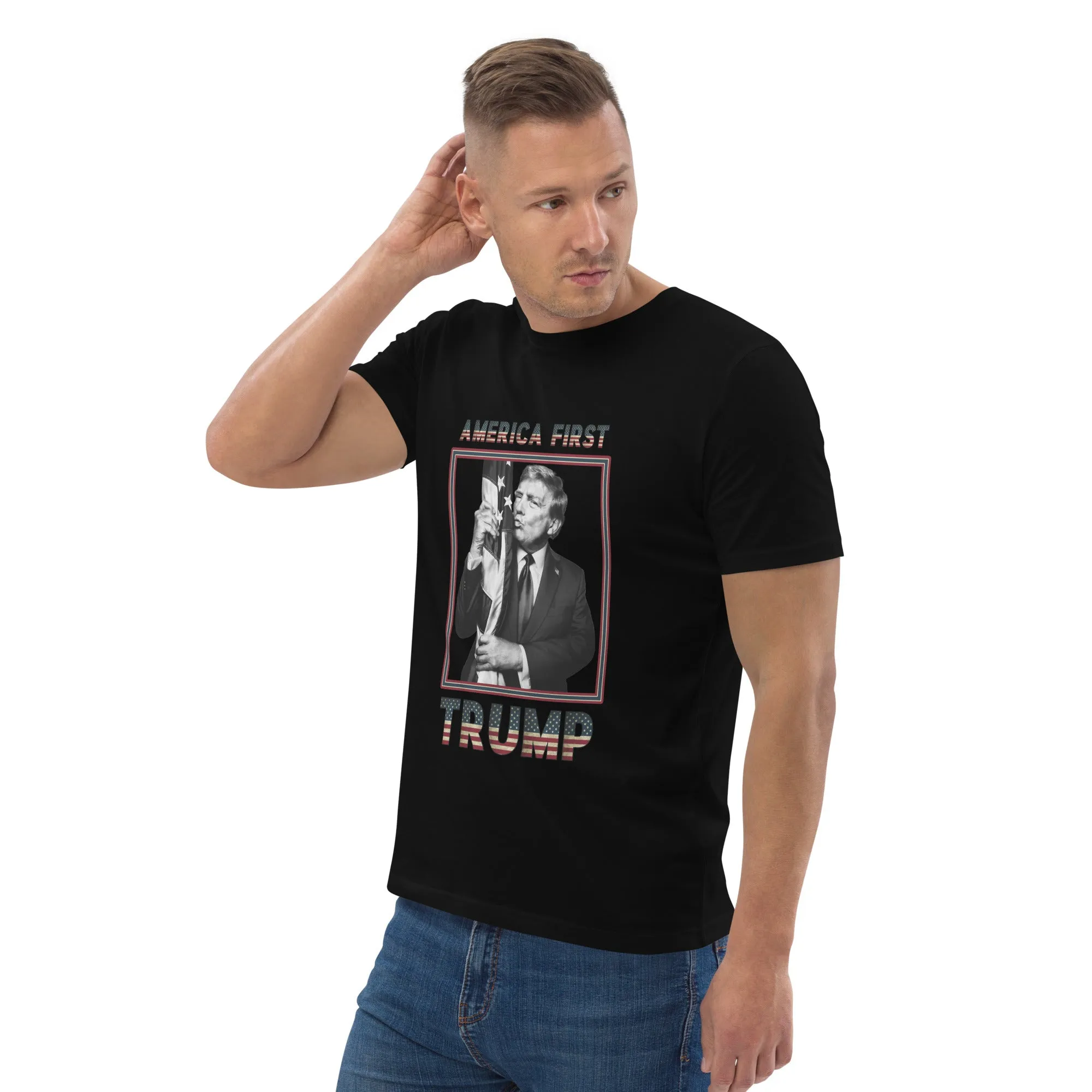 Trump America First Organic Cotton T-Shirt – Unisex & Eco-Friendly