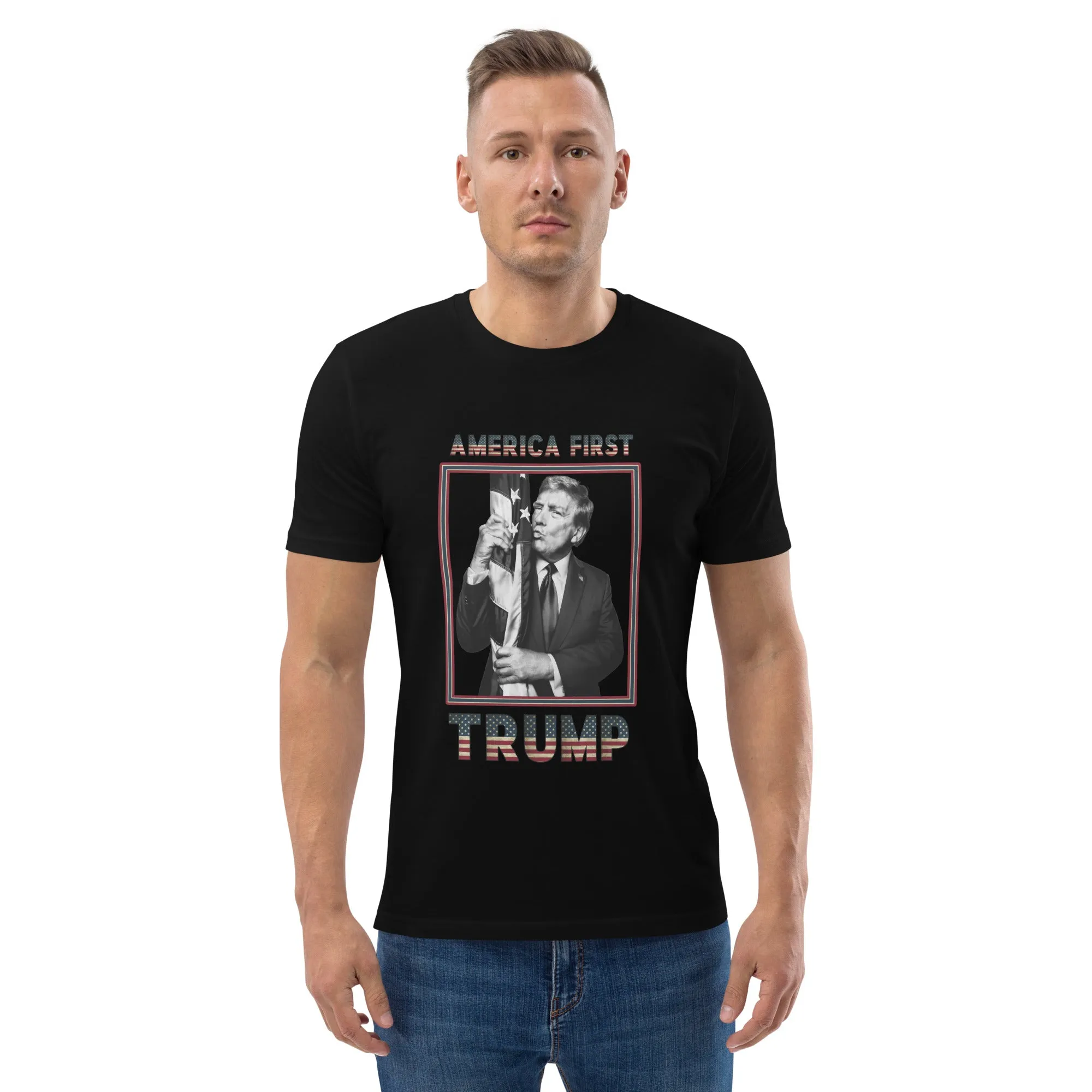 Trump America First Organic Cotton T-Shirt – Unisex & Eco-Friendly