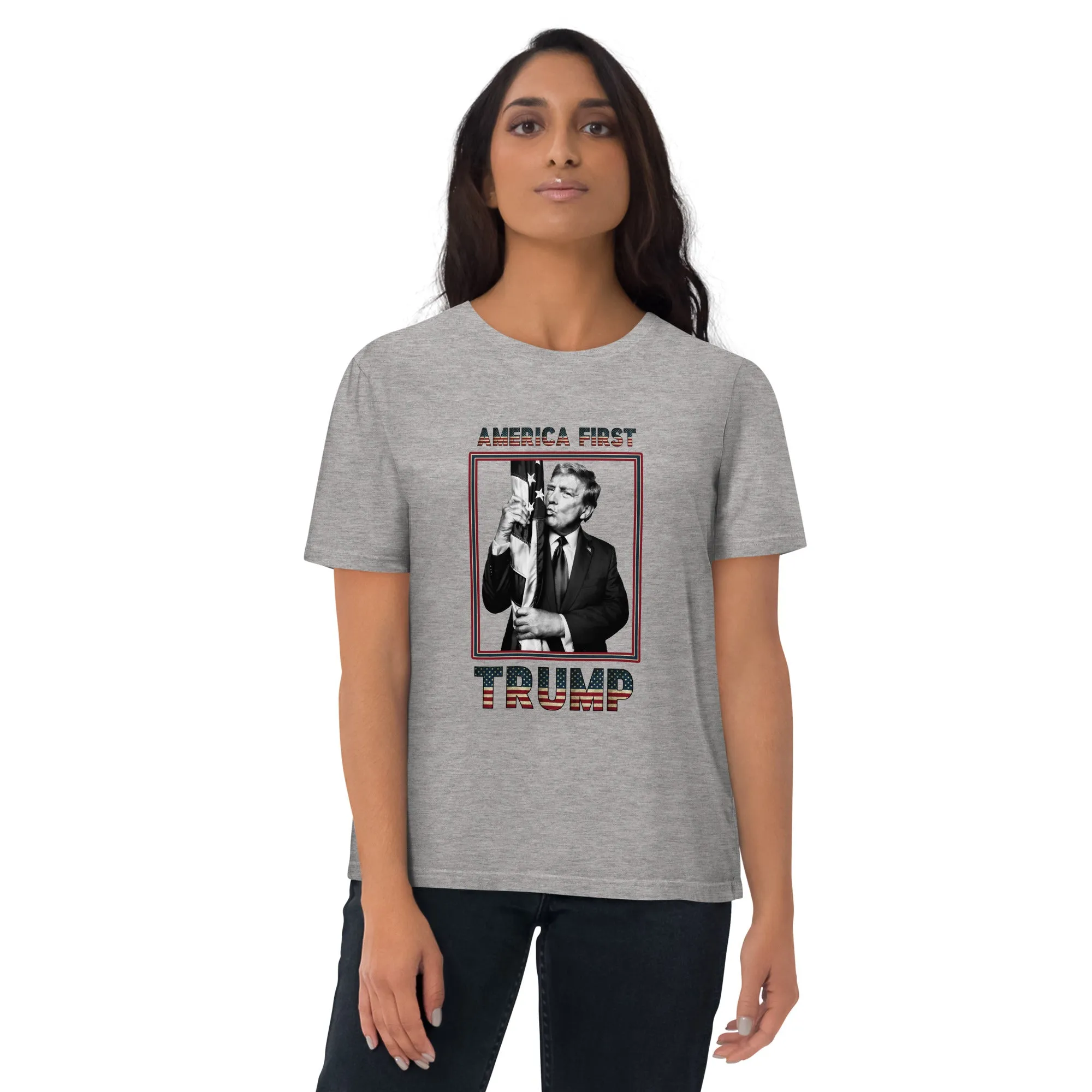 Trump America First Organic Cotton T-Shirt – Unisex & Eco-Friendly