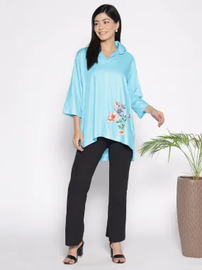 Turquoise Rayon ShirtTop - Astilbe