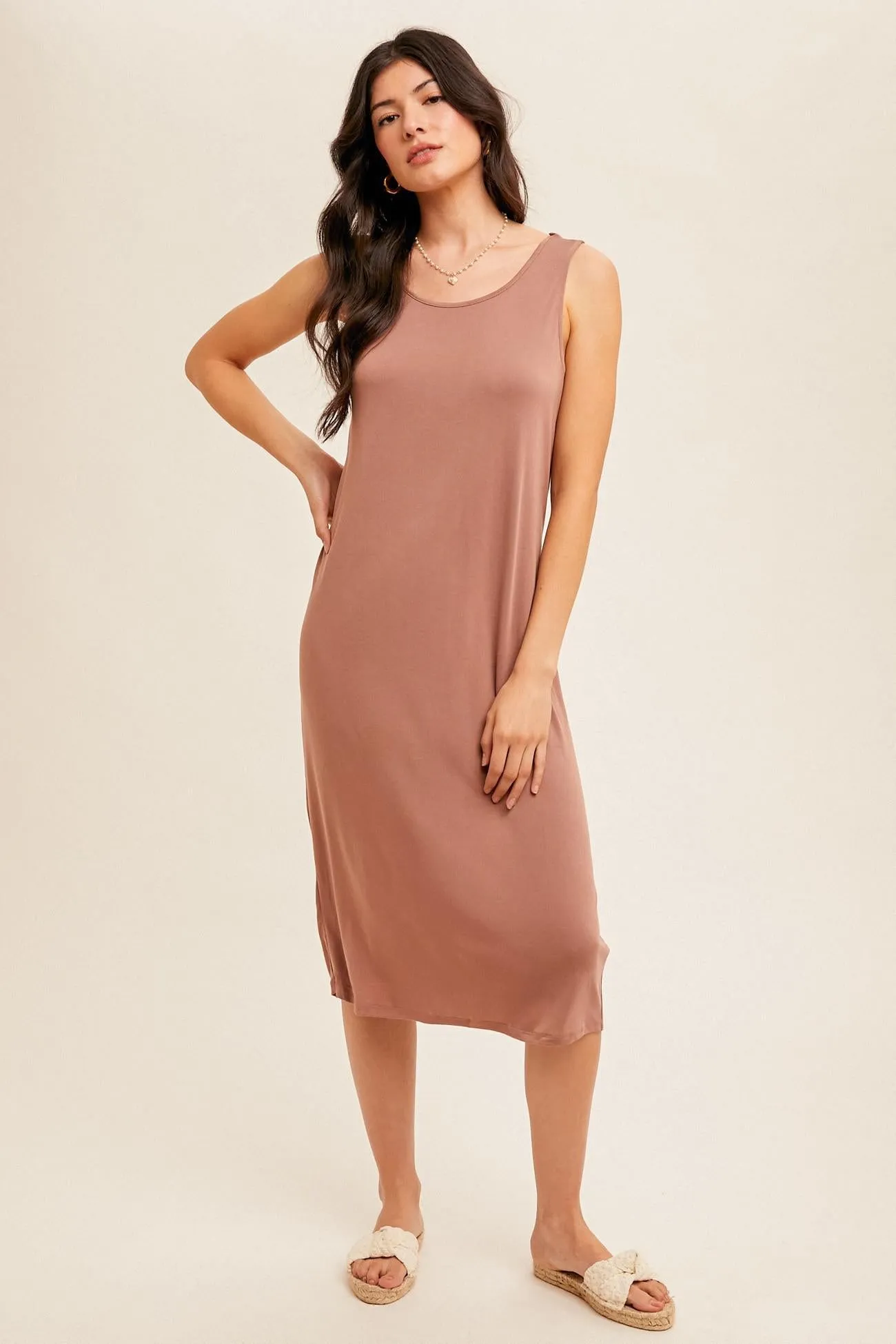 Twisted River Casual Twist Back Sofy Silky Jersey Midi Dress