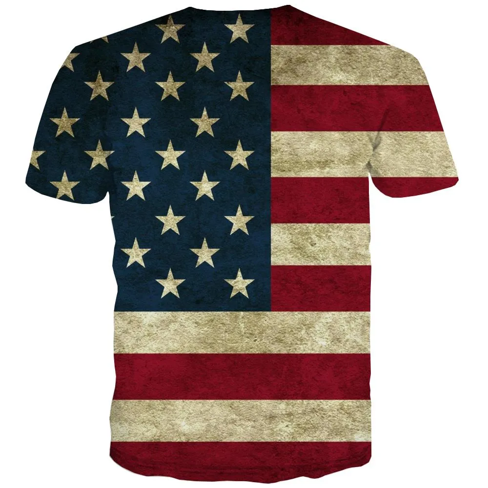 USA T-shirt Men Flag Tshirt Anime Statue Tshirts Cool Country Tshirts Novelty