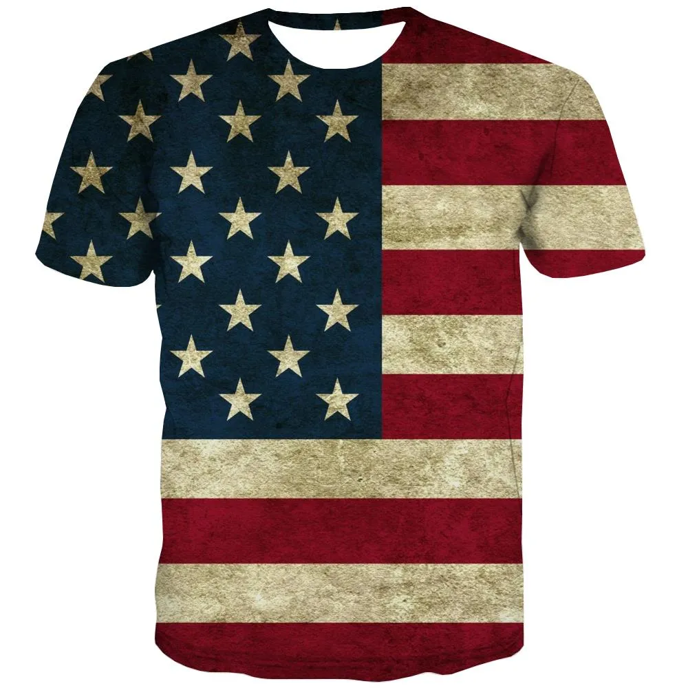 USA T-shirt Men Flag Tshirt Anime Statue Tshirts Cool Country Tshirts Novelty