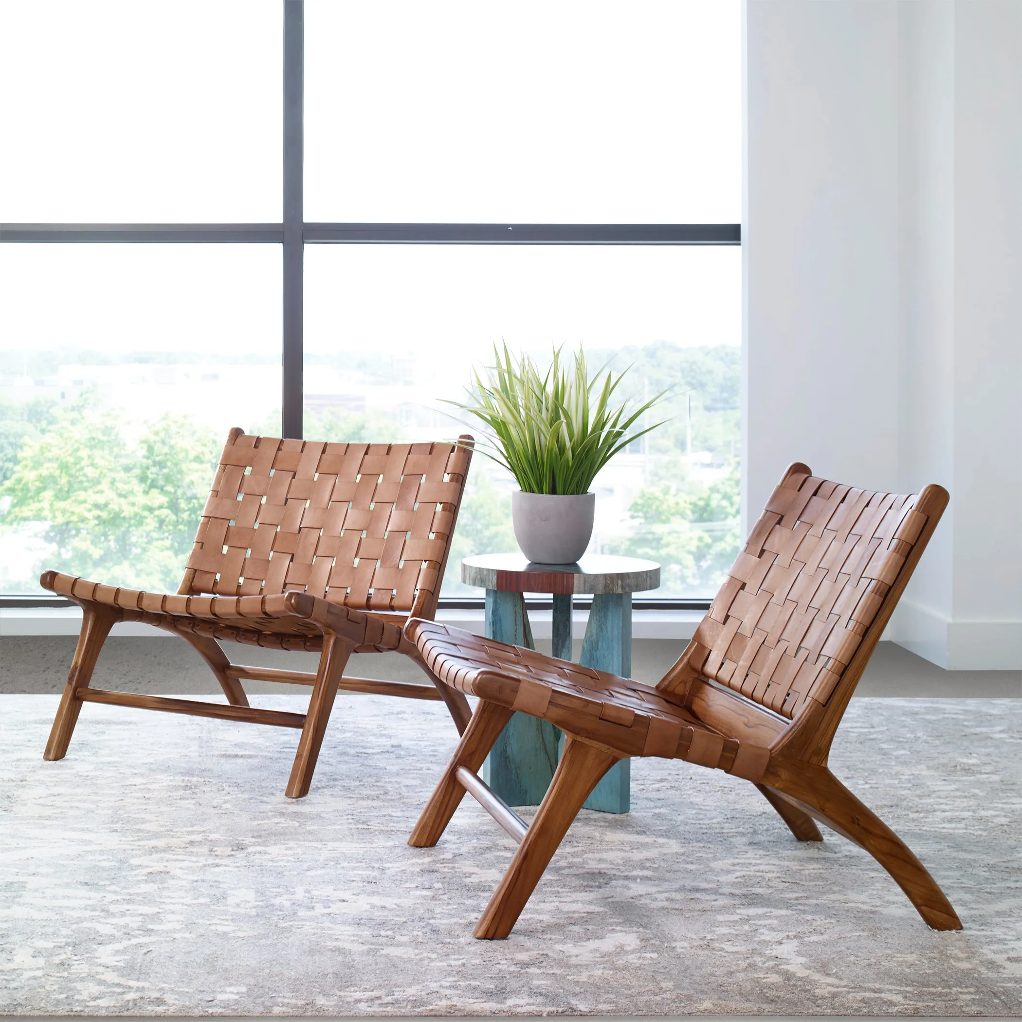 Uttermost Plait Woven Leather Accent Chair