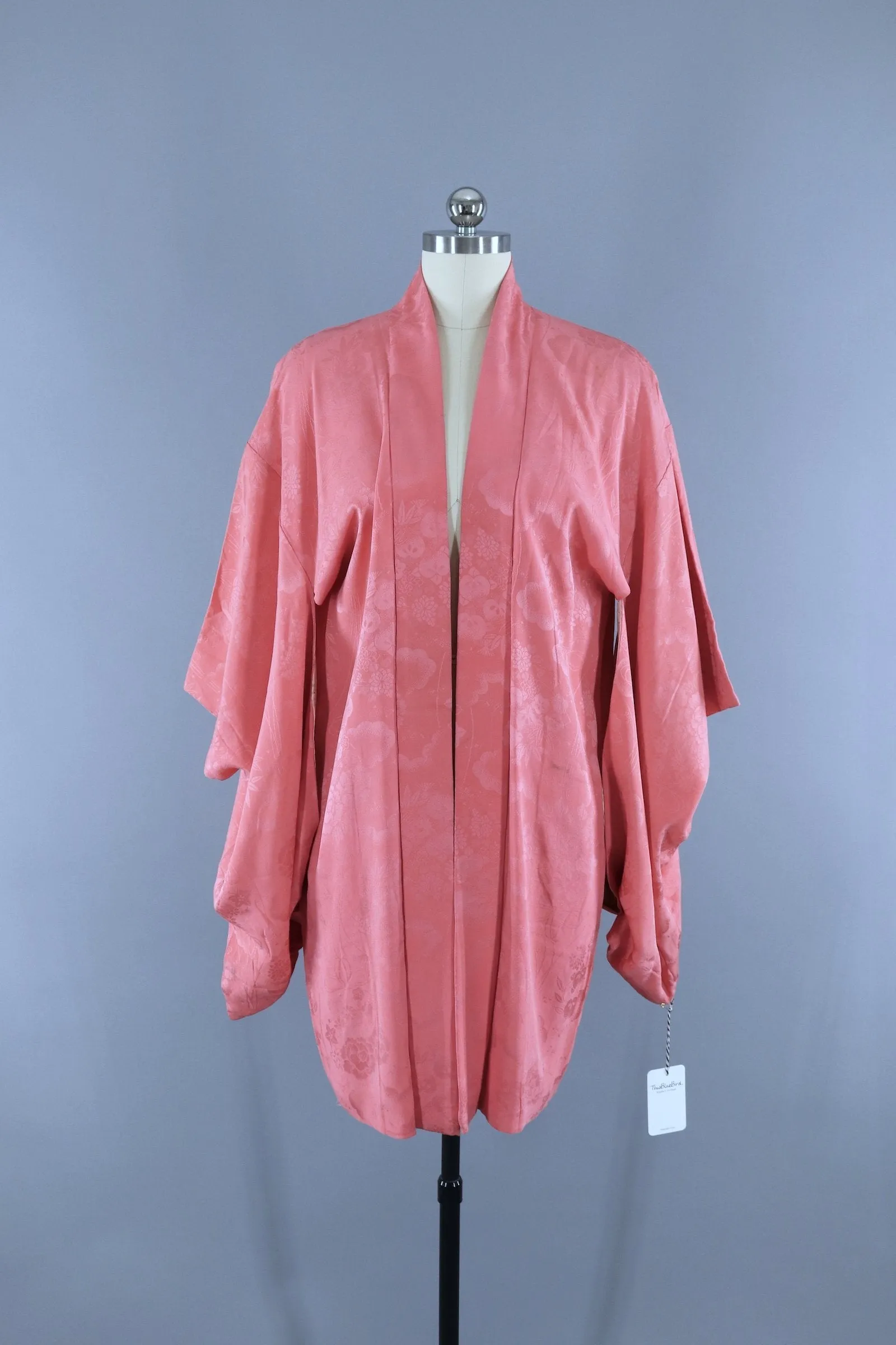 Vintage 1930s Silk Haori Kimono Cardigan / Carnation Pink