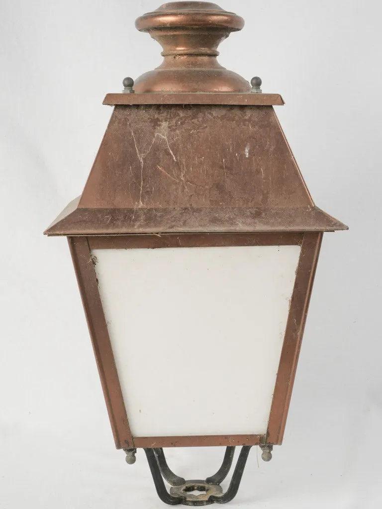 Vintage copper street lantern from lamp post 28¼" x 15"