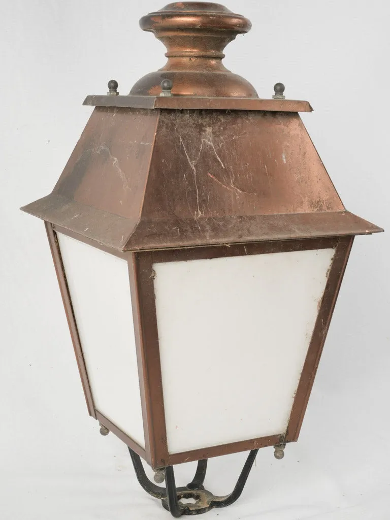 Vintage copper street lantern from lamp post 28¼" x 15"