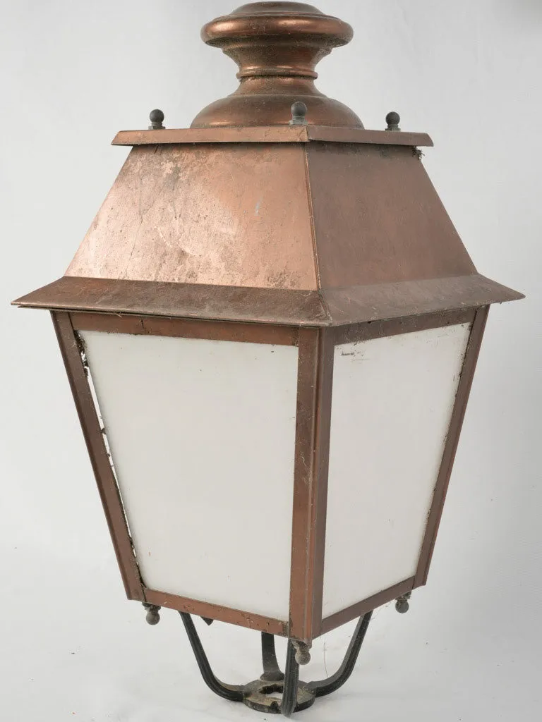 Vintage copper street lantern from lamp post 28¼" x 15"