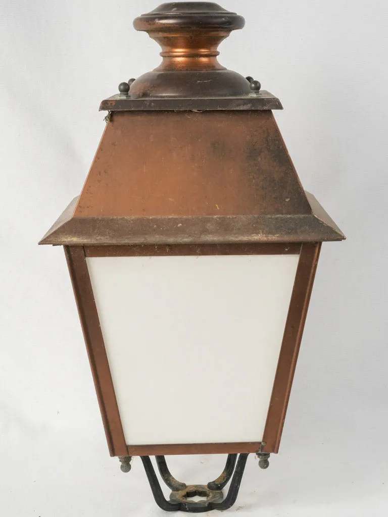 Vintage copper street lantern from lamp post 28¼" x 15"