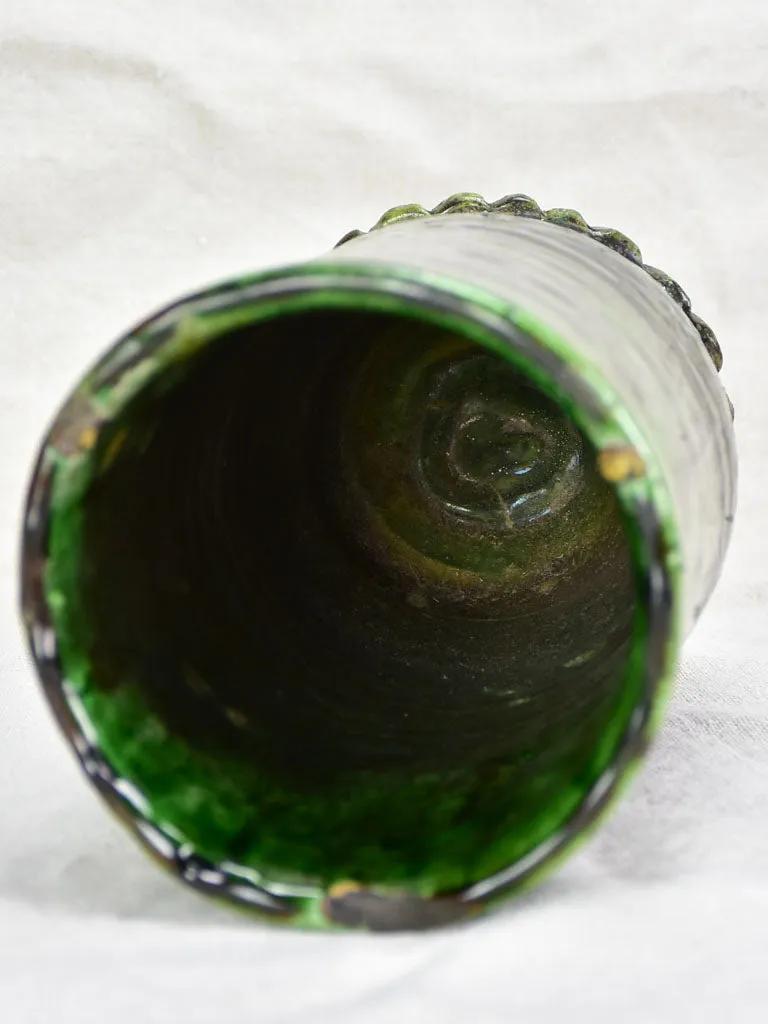 Vintage French vase with green glaze 10¼"