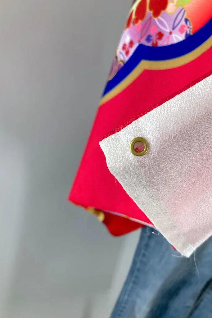 Vintage Pink & White Floral Kimono Cardigan