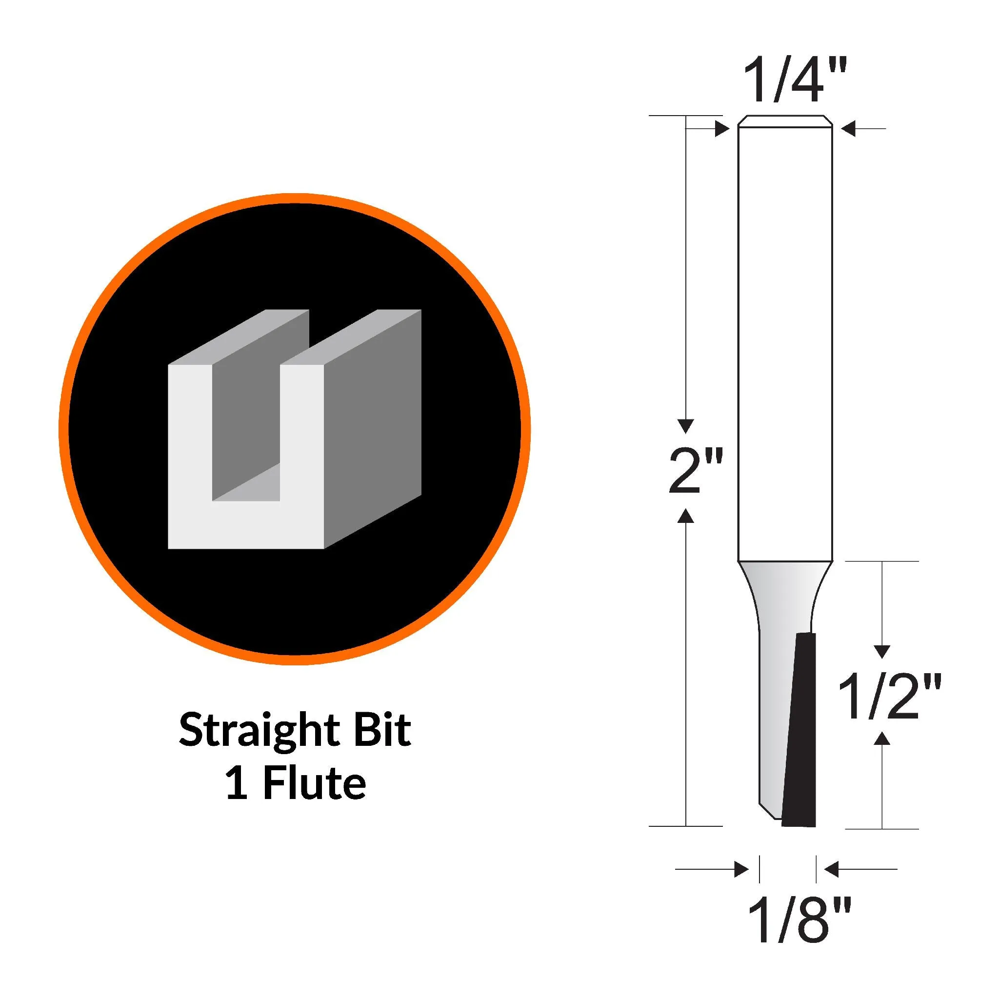 WEN RB001SF 1/8 in. Straight 1-Flute Carbide-Tipped Router Bit with 1/4 in. Shank