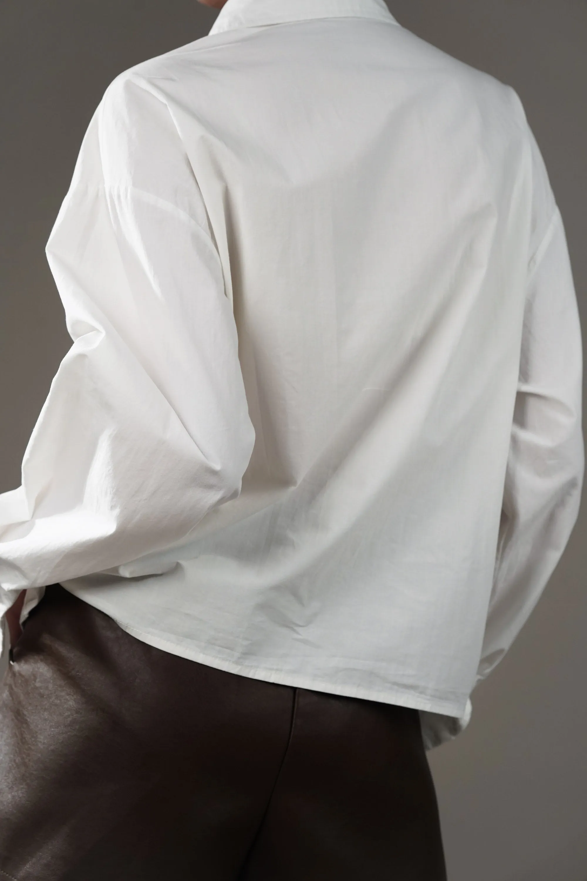 White Cotton Shirt With Patch Pockets