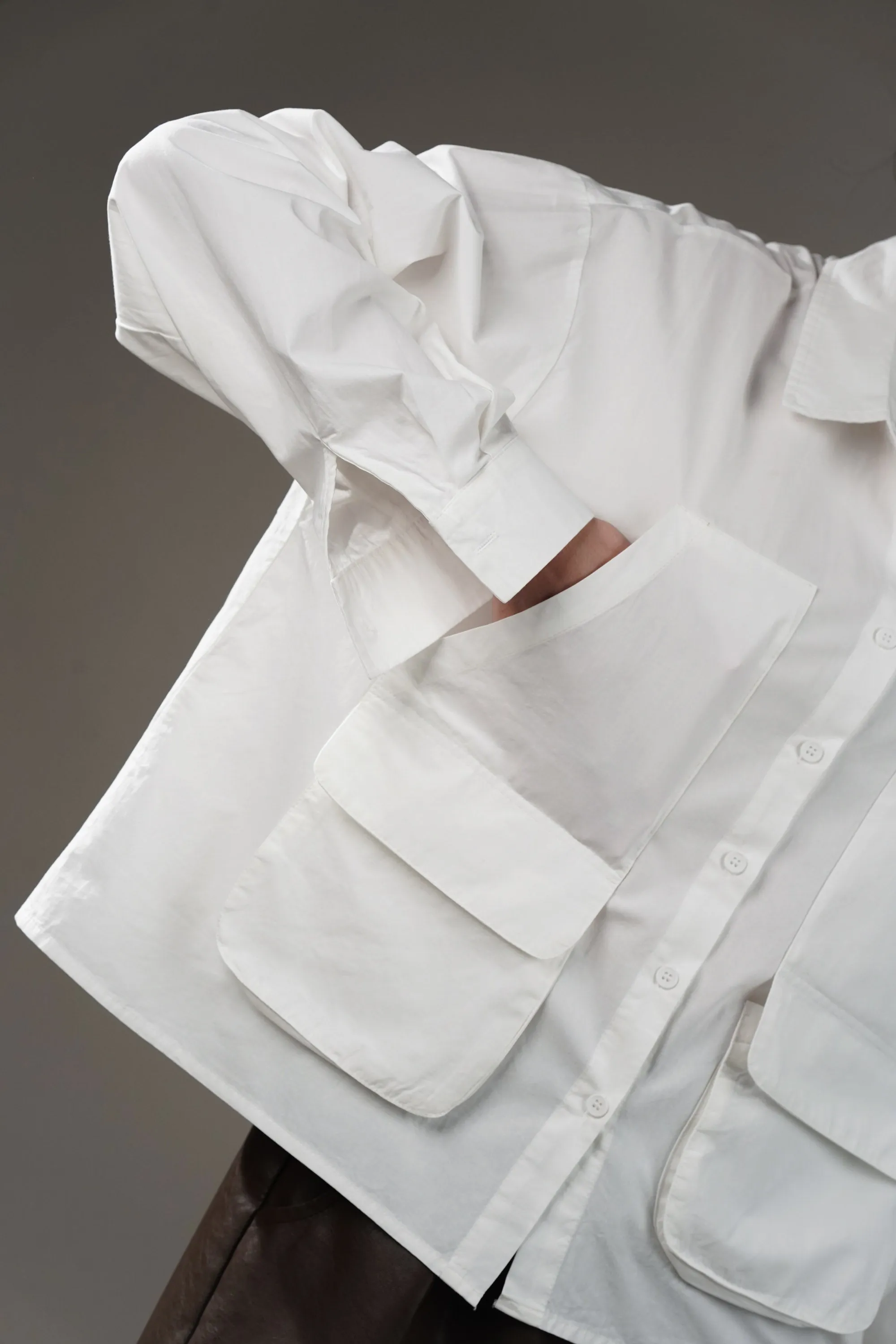 White Cotton Shirt With Patch Pockets