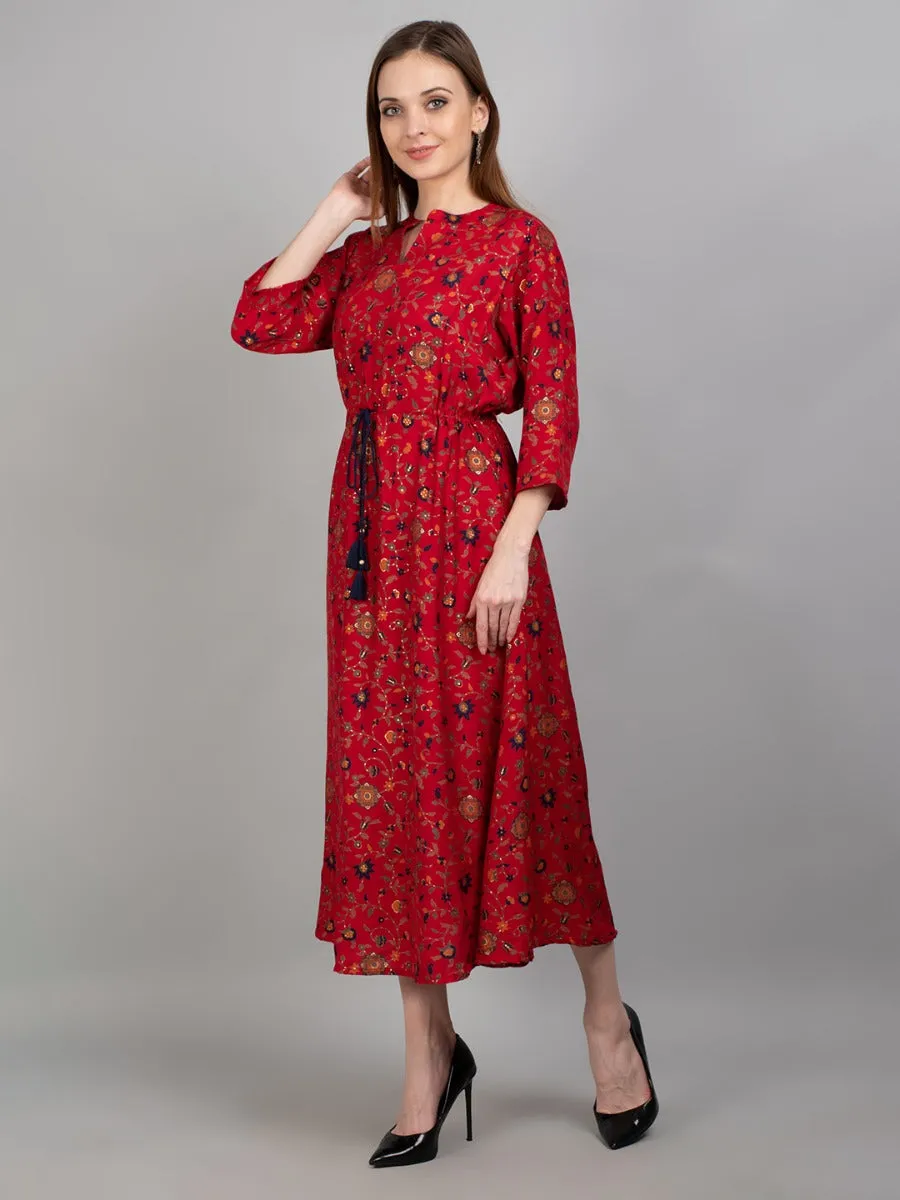 Women Red Floral Printed Dress