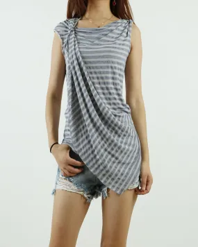 Women's customized sleeveless top/asymmetrical t-shirt/modal cotton draping slip top/summer top(Y1935)