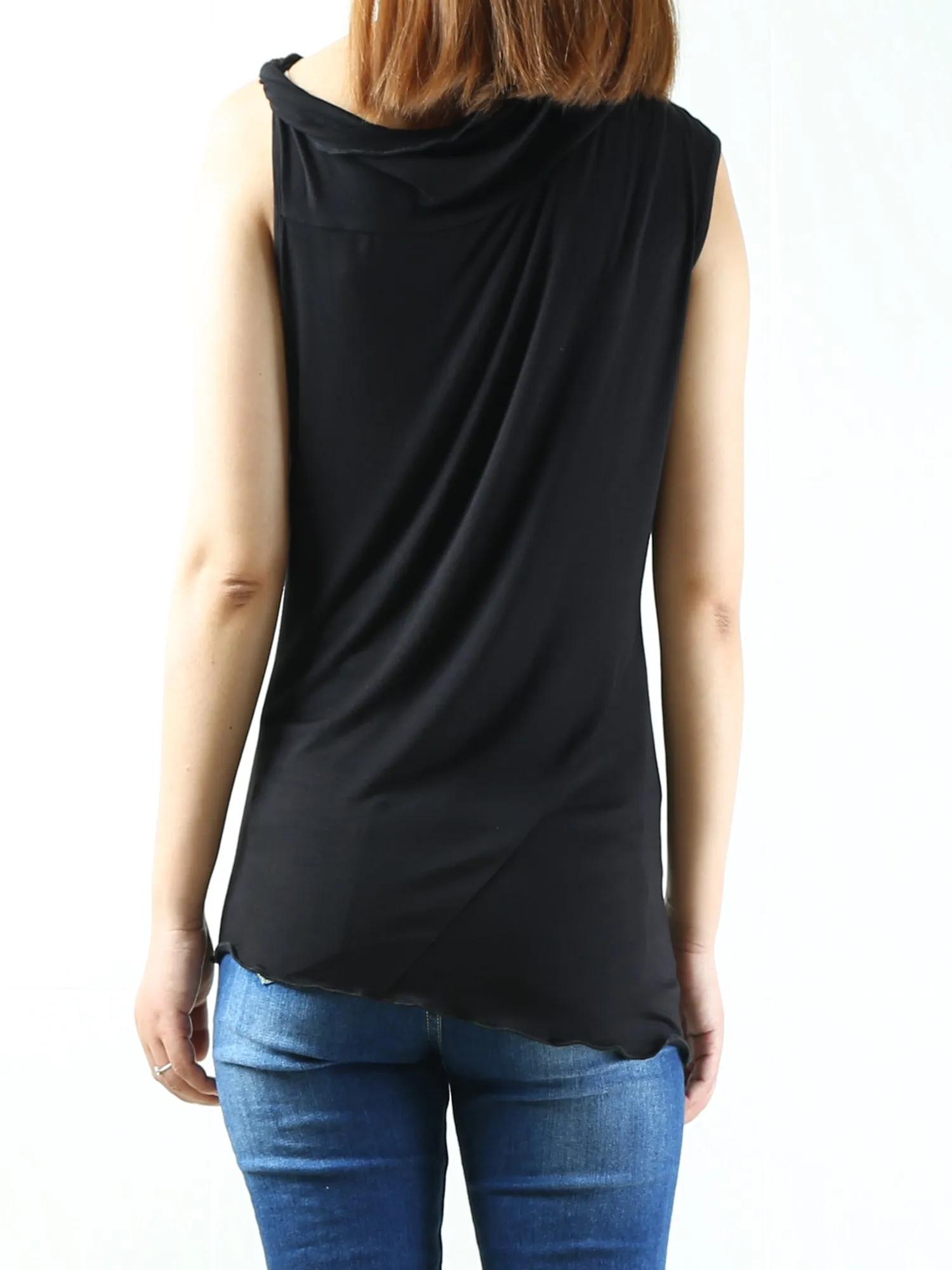 Women's customized sleeveless top/asymmetrical t-shirt/modal cotton draping slip top/summer top(Y1935)