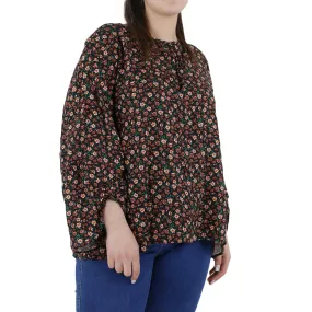 Women's Floral Keyhole Neck Top,Multi