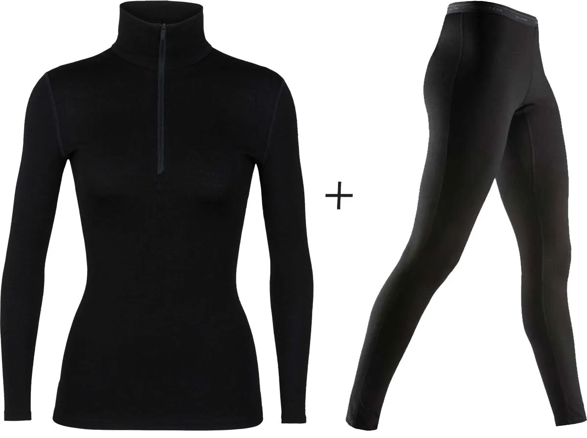 Women's Icebreaker Merino 260 Tech Half Zip Top   Tights COMBO