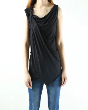 Women's modal cotton draping slip top/asymmetrical t-shirt/summer top/customized sleeveless top(Y1935)