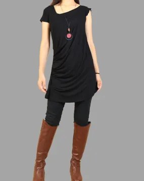 Women's modal cotton t-shirt/asymmetrical top/short sleeve top/casual tunic top/loose t-shirt/summer top/customized t-shirt(Y1940)