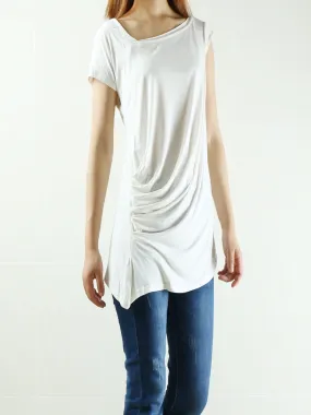 Women's short sleeve top/modal cotton t-shirt/asymmetrical top/casual tunic top/loose t-shirt/summer top/customized t-shirt(Y1940)