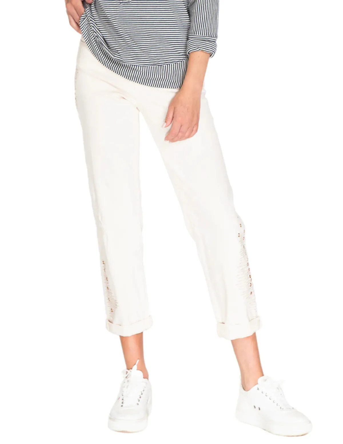 Women's-T14201pm-Natural-Pull On Jeans with Rivets