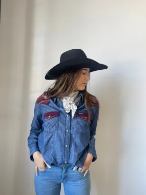 Wrangler Aztec Denim Boyfriend Snap Shirt