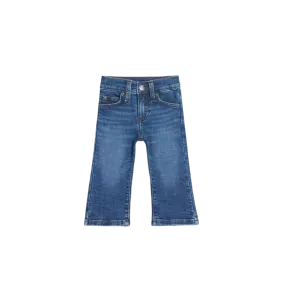 Wrangler Kid's Dark Wash Embroidered Pocket Chambray Boot Cut Stone Wash Blue Jeans