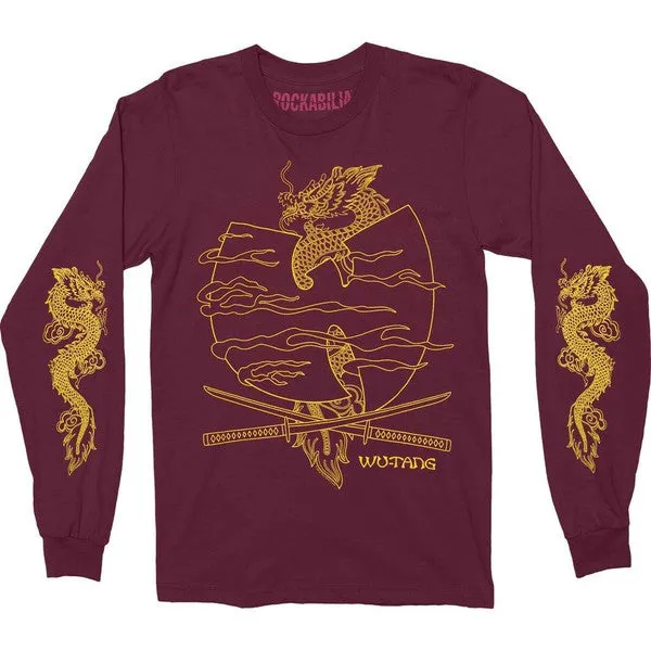 Wu-Tang Crossed Swords Long Sleeve Tee Maroon