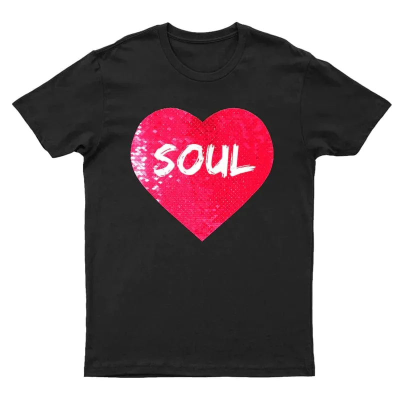 #XS-4XL-Custom Photo DIY Heart Flip Sequin Tee Couple Matching Unisex Cotton T-shirt  For Men and Women