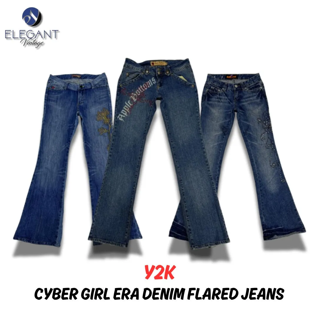 Y2K Cyber Girl Era Denim Flared Jeans - 08 pieces - EV0034