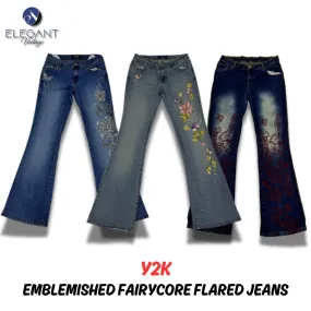 Y2K Emblemished Fairycore Flared Jeans - 12 pieces - EV0020