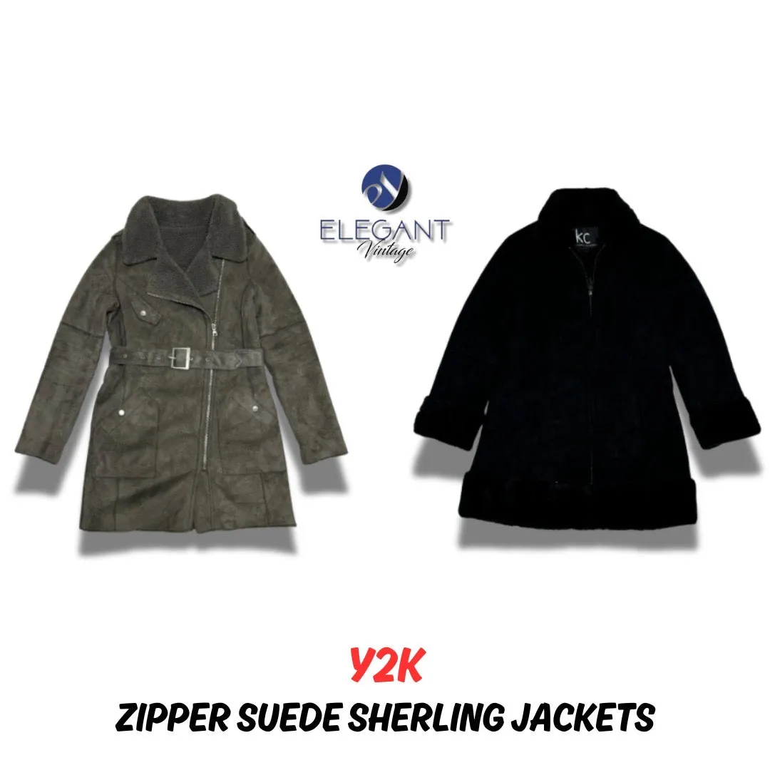 Y2K Zipper Suede Sherling Jackets - 09 pieces - EV0025