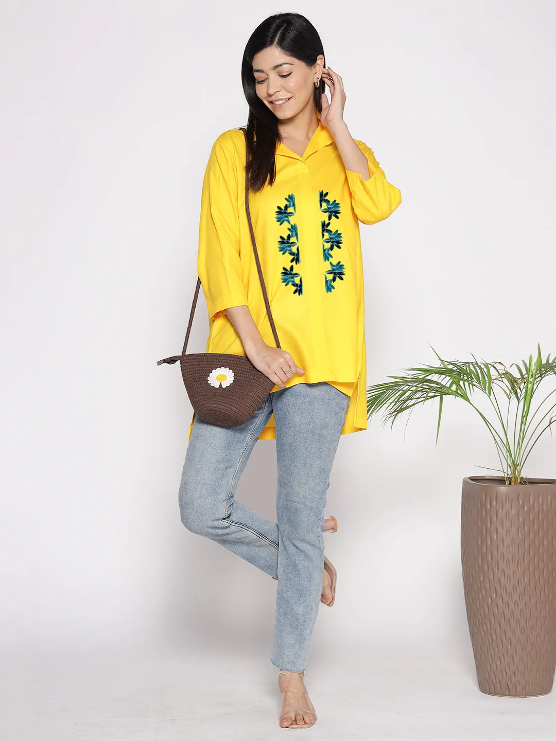 Yellow Rayon ShirtTop - Tulpan