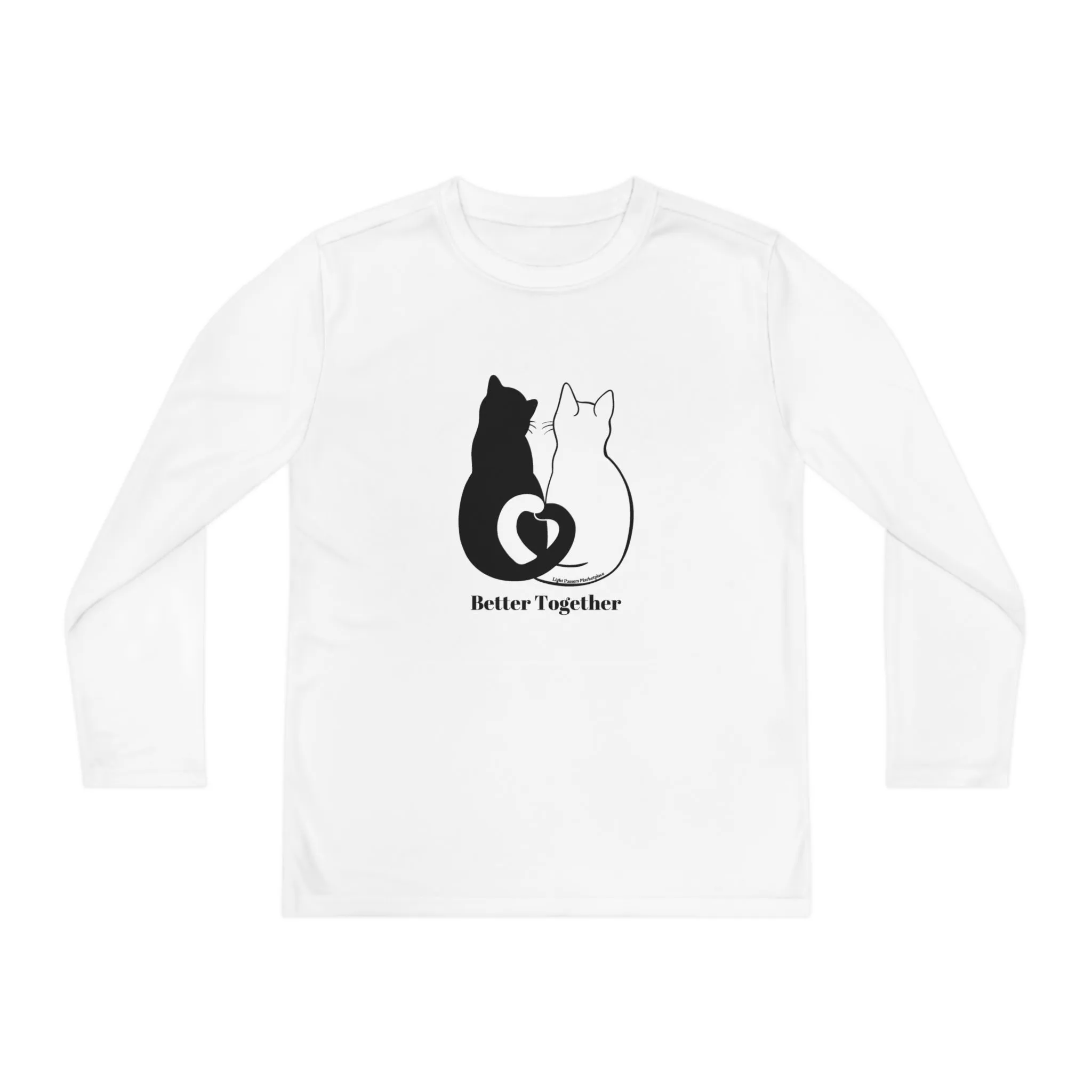 Youth Long Sleeve 2 Cats Heart Love Tails