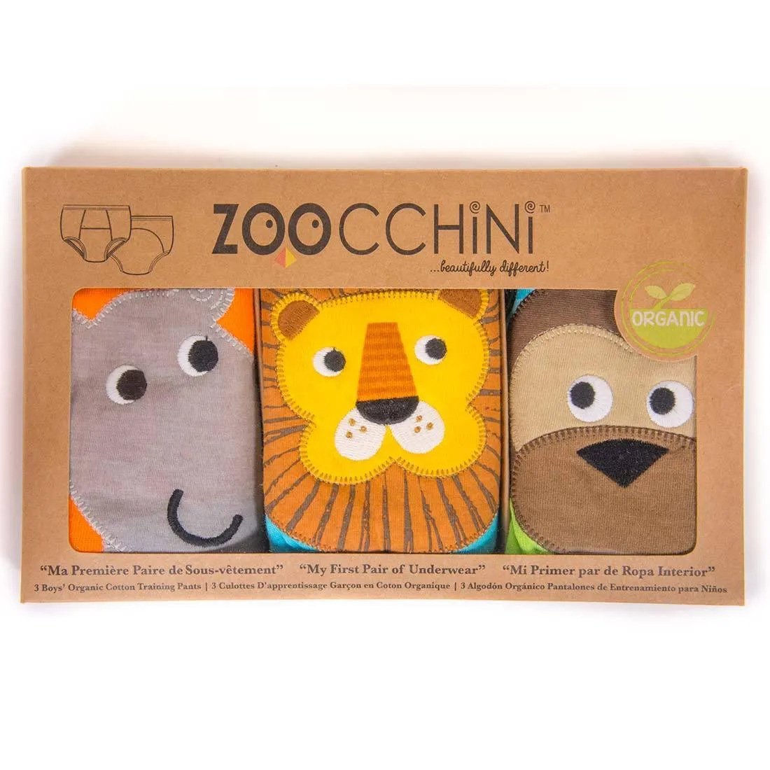 Zoocchini Organic Potty Training Pants Set of 3 - Safari Friends